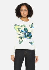 Sweatshirt mit Rippbündchen / Modellfoto Vorderseite
