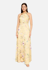 Abendkleid mit Blumenprint / Modellfoto Vorderseite