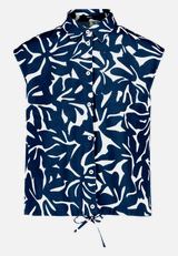 Hemdbluse  kurzarm mit Blumen / Vorderseite