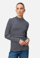 Ringelshirt mit Stehkragen / Modellfoto Vorderseite