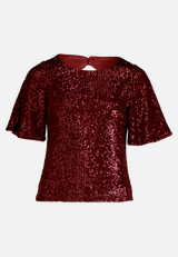 Pailletten-Bluse mit Flügelärmeln / Vorderseite