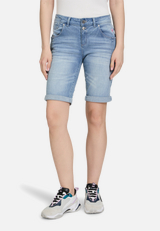 Jeans-Shorts mit Stickerei / Modellfoto Vorderseite