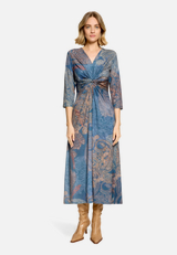 Midikleid  Paisleymuster mit Raffung / Modellfoto Vorderseite