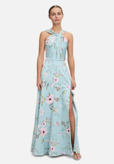 Abendkleid mit Blumenprint / Modellfoto Vorderseite (Outfit)