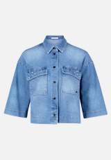 Jeansjacke mit Perlen / Vorderseite