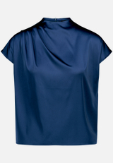 Satinbluse  kurzarm mit Stehkragen / Vorderseite