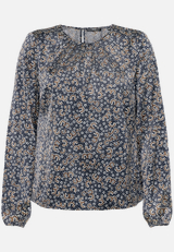 Satinbluse   langarm mit Blumen  / Vorderseite