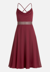 Cocktailkleid mit Wasserfallausschnitt / Vorderseite