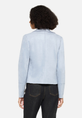 Blazer-Jacke mit offenem Saum / Modellfoto Rückseite