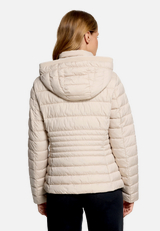 Steppjacke leicht mit abnehmbarer Kapuze / Modellfoto Rückseite