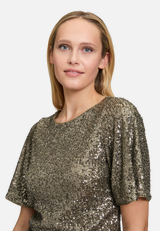 Pailletten-Bluse mit Flügelärmeln / Detailbild