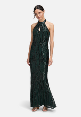 Abendkleid im Glitzer-Look / Modellfoto Vorderseite