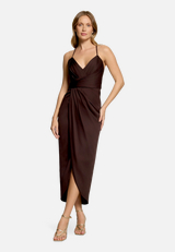 Abendkleid mit Raffung / Modellfoto Vorderseite