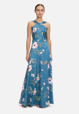 Abendkleid mit Blumenprint / Modellfoto Vorderseite