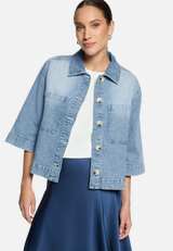 Blazer-Jacke im Jeans-Look / Modellfoto Vorderseite