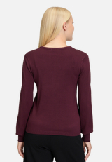 Strickpullover mit Strickdetails / Modellfoto Rückseite