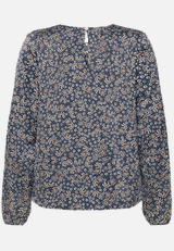 Satinbluse   langarm mit Blumen  / Rückseite