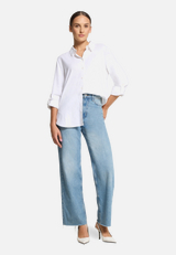 Leinenbluse langarm / Modellfoto Vorderseite (Outfit)