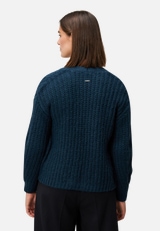 Grobstrickjacke offener Style / Modellfoto Rückseite