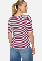 Ringelshirt  mit U-Boot Ausschnitt  / Modellfoto Rückseite
