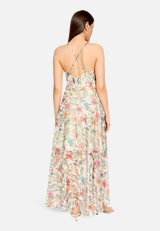 Abendkleid mit Volant / Modellfoto Rückseite