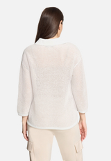 Strickpullover mit Kragen / Modellfoto Rückseite