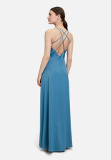 Abendkleid mit V-Ausschnitt / Modellfoto Rückseite