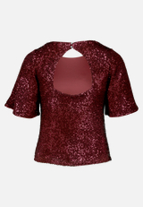 Pailletten-Bluse mit Flügelärmeln / Rückseite
