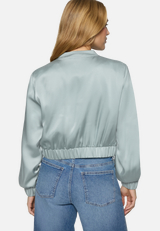 Satin-Jacke  mit Reißverschluss  / Modellfoto Rückseite