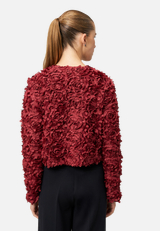 Bolero-Jacke mit 3D Blumen / Modellfoto Rückseite