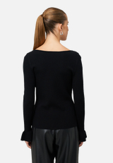 Pullover mit Volants am Ärmel / Modellfoto Rückseite