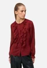 Chiffonbluse mit Volants / Modellfoto Vorderseite