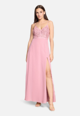 Abendkleid mit Stickerei / Modellfoto Vorderseite