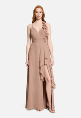 Chiffonkleid mit Volant / Modellfoto Vorderseite