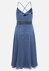 Cocktailkleid mit Wasserfallausschnitt / Rückseite