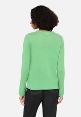 Kaschmir-Pullover mit Rundhalsausschnitt / Modellfoto Rückseite