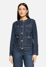 Jeansjacke mit Knöpfen / Modellfoto Vorderseite