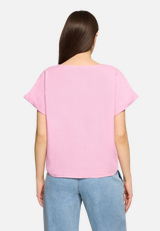 Leinenbluse mit Ärmelaufschlag / Modellfoto Rückseite