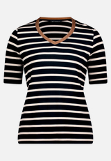 Gestreiftes T-Shirt  mit V-Ausschnitt  / Vorderseite