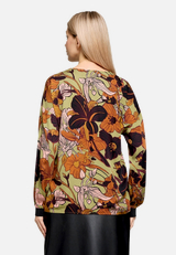 Oversize-Bluse mit Rippbündchen / Modellfoto Rückseite