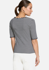 Shirt gestreift mit Raffung / Modellfoto Rückseite