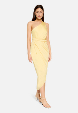Abendkleid mit Raffung / Modellfoto Vorderseite (Outfit)