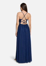 Abendkleid im Glitzer-Look / Modellfoto Rückseite