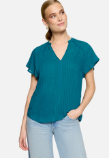 Bluse transparent mit V-Ausschnitt  / Modellfoto Vorderseite