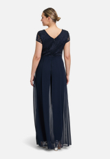 Jumpsuit kurzarm / Modellfoto Rückseite