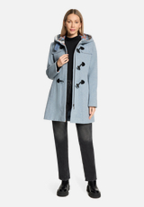 Dufflecoat mit Kapuze / Modellfoto Vorderseite (Outfit)
