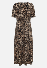 Maxikleid  kurzarm mit Leoprint  / Rückseite