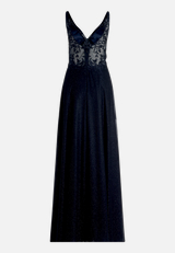 Abendkleid im Glitzer-Look / Rückseite
