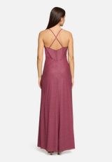 Abendkleid im Glitzer-Look / Modellfoto Rückseite