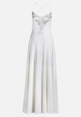 Abendkleid mit Wasserfallausschnitt / Rückseite